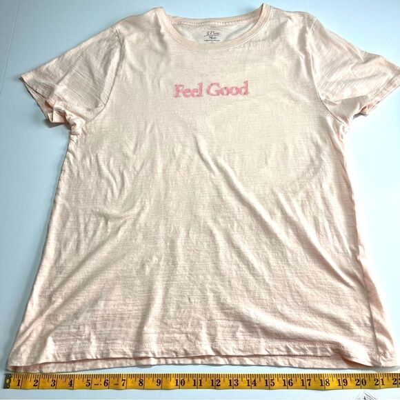 J. Crew Short Sleeve Lightweight Cotton Tee Pale Pink FEEL GOOD Expression Large - Picture 6 of 10